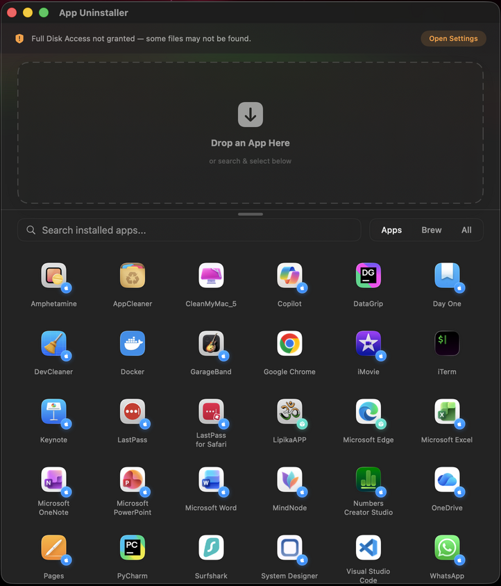 App Uninstaller — browse installed apps